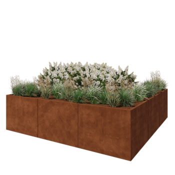 Corten steel planter XXL - Square - 300 x 300 x 80 cm - Without bottom plate