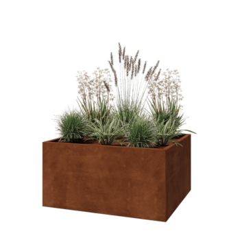 Corten steel planter - Rectangle - 120 x 100 x 60 cm - With bottom plate