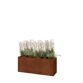 Corten steel planter - Rectangle - 100 x 30 x 40 cm - With bottom plate