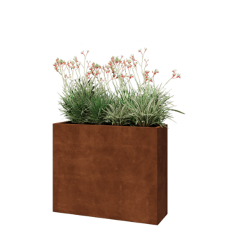 Corten steel planter - Rectangle - 100 x 30 x 80 cm - With bottom plate