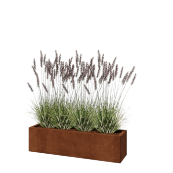Corten steel planter - Rectangle - 120 x 30 x 30 cm - With bottom plate