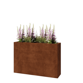 Corten steel planter - Rectangle - 120 x 30 x 80 cm - With bottom plate