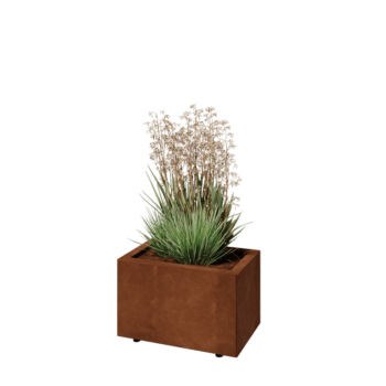 Corten steel planter - Rectangle - 50 x 30 x 30 cm - With bottom plate - With legs