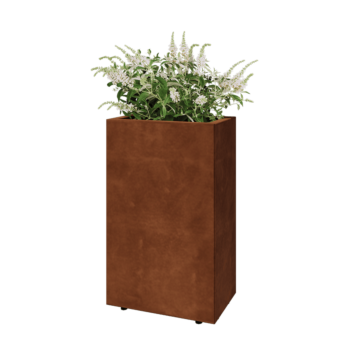Corten steel planter - Rectangle - 50 x 30 x 80 cm - With bottom plate - With legs