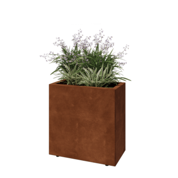 Corten steel planter - Rectangle - 60 x 30 x 60 cm - With bottom plate - With legs