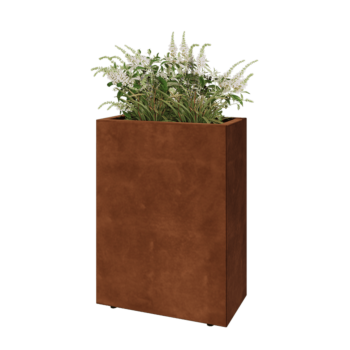 Corten steel planter - Rectangle - 60 x 30 x 80 cm - With bottom plate - With legs