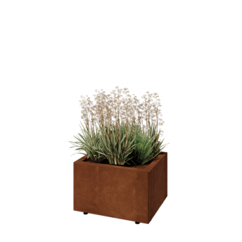 Corten steel planter - Rectangle - 50 x 40 x 30 cm - With bottom plate - With legs
