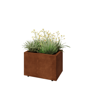 Corten steel planter - Rectangle - 60 x 40 x 40 cm - With bottom plate - With legs