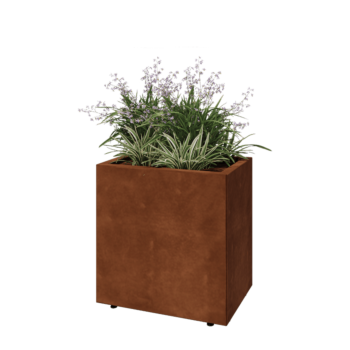 Corten steel planter - Rectangle - 60 x 40 x 60 cm - With bottom plate - With legs