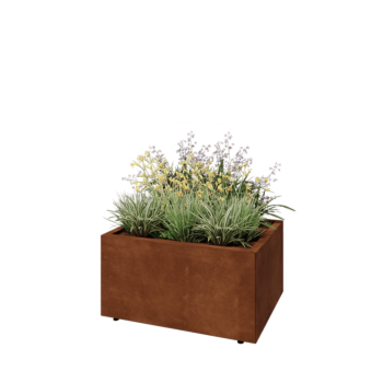 Corten steel planter - Rectangle - 80 x 60 x 40 cm - With bottom plate - With legs
