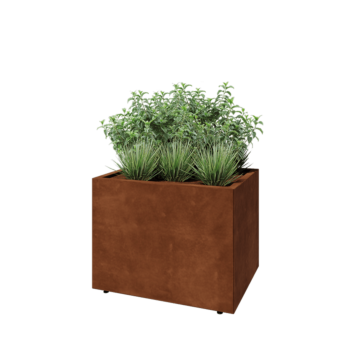 Corten steel planter - Rectangle - 80 x 60 x 60 cm - With bottom plate - With legs