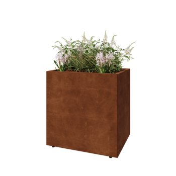 Corten steel planter - Rectangle - 80 x 60 x 80 cm - With bottom plate - With legs