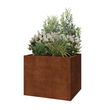 Corten steel planter - Rectangle - 100 x 80 x 80 cm - With bottom plate