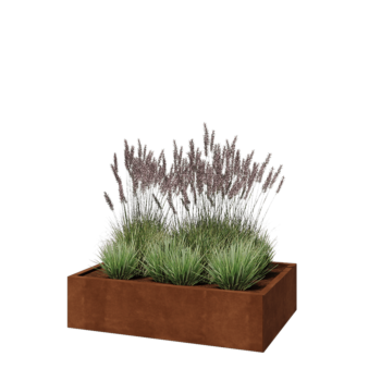 Corten steel planter - Rectangle - 120 x 80 x 30 cm - With bottom plate