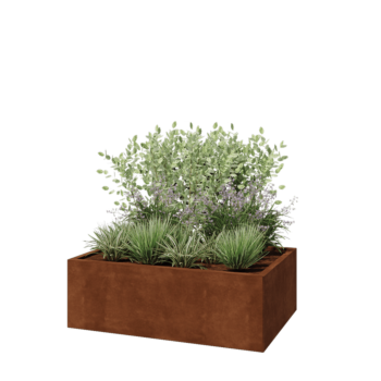 Corten steel planter - Rectangle - 120 x 80 x 40 cm - With bottom plate