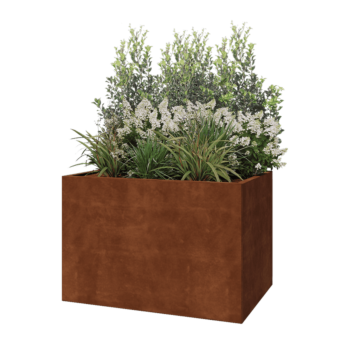 Corten steel planter - Rectangle - 120 x 80 x 80 cm - With bottom plate