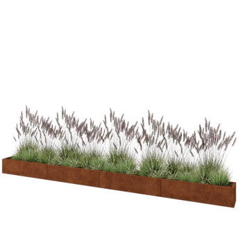Corten steel planter XXL - Rectangle - 480 x 30 x 30 cm - Without bottom plate
