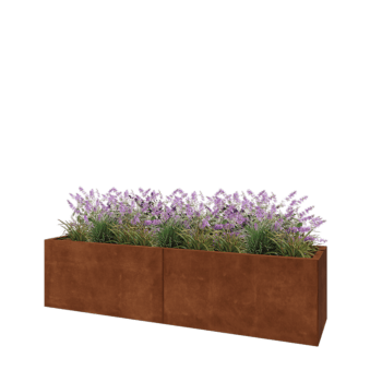 Corten steel planter XXL - Rectangle - 200 x 50 x 50 cm - With bottom plate