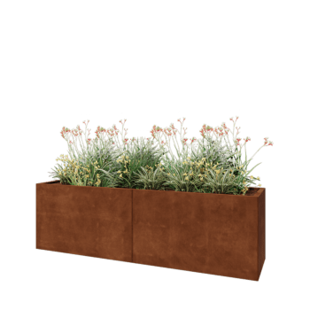 Corten steel planter XXL - Rectangle - 200 x 50 x 60 cm - Without bottom plate