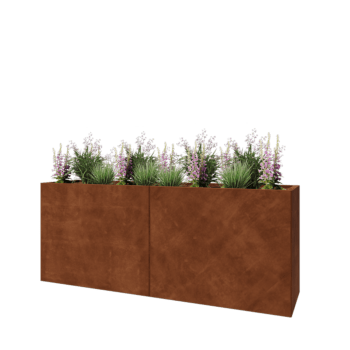 Corten steel planter XXL - Rectangle - 200 x 50 x 80 cm - Without bottom plate