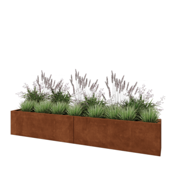 Corten steel planter XXL - Rectangle - 240 x 30 x 40 cm - Without bottom plate