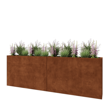 Corten steel planter XXL - Rectangle - 240 x 30 x 80 cm - Without bottom plate