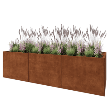 Corten steel planter XXL - Rectangle - 300 x 100 x 80 cm - Without bottom plate