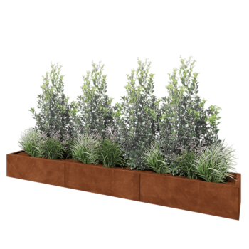 Corten steel planter XXL - Rectangle - 300 x 40 x 30 cm - With bottom plate
