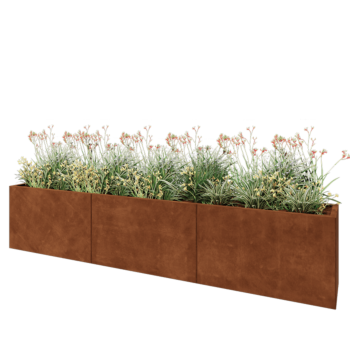 Corten steel planter XXL - Rectangle - 300 x 40 x 60 cm - Without bottom plate