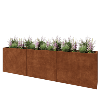 Corten steel planter XXL - Rectangle - 300 x 40 x 80 cm - Without bottom plate
