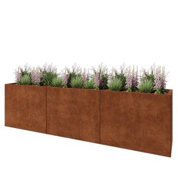 Corten steel planter XXL - Rectangle - 300 x 50 x 80 cm - Without bottom plate