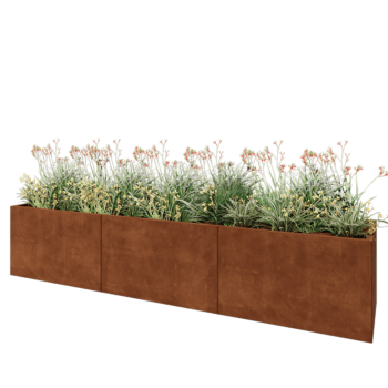Corten steel planter XXL - Rectangle - 300 x 60 x 60 cm - With bottom plate