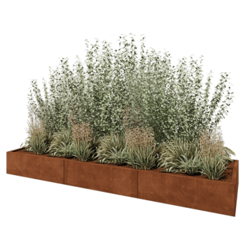 Corten steel planter XXL - Rectangle - 300 x 80 x 30 cm - Without bottom plate
