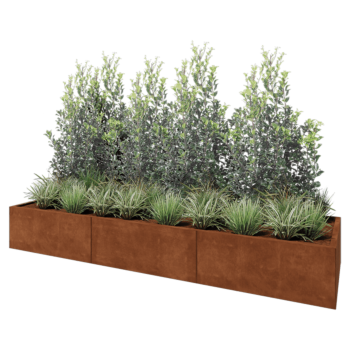 Corten steel planter XXL - Rectangle - 300 x 80 x 40 cm - With bottom plate