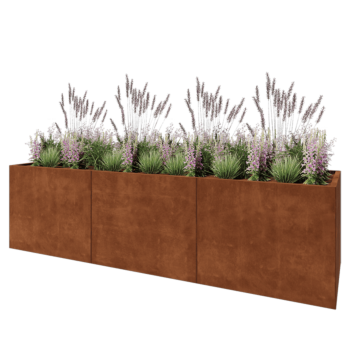 Corten steel planter XXL - Rectangle - 300 x 80 x 80 cm - Without bottom plate