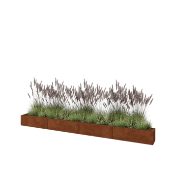 Corten steel planter XXL - Rectangle - 400 x 30 x 30 cm - With bottom plate