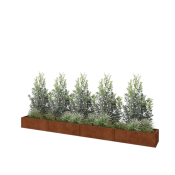 Corten steel planter XXL - Rectangle - 400 x 40 x 30 cm - Without bottom plate