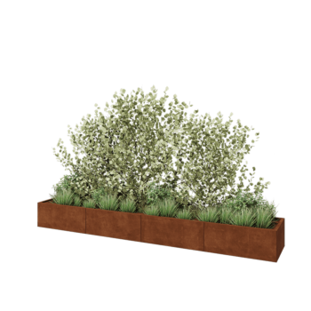 Corten steel planter XXL - Rectangle - 400 x 60 x 40 cm - Without bottom plate
