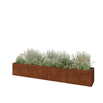 Corten steel planter XXL - Rectangle - 400 x 60 x 60 cm - Without bottom plate