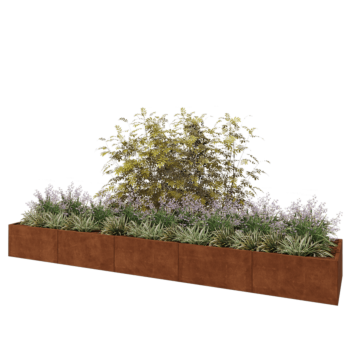 Corten steel planter XXL - Rectangle - 500 x 100 x 50 cm - Without bottom plate