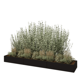 Steel planter XXL - Rectangle - 360 x 60 x 30 cm - RAL9005 matt (black) - Without bottom plate