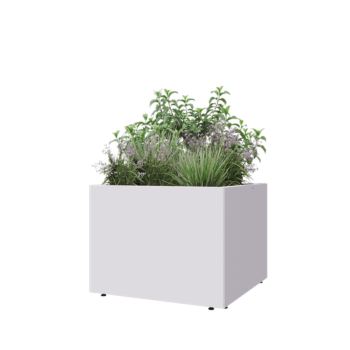 Steel planter - Square - 80 x 80 x 60 cm - RAL9005 matt (white) - With bottom plate - With legs