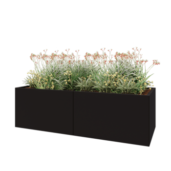 Steel planter XXL - Rectangle - 200 x 80 x 60 cm - RAL9005 matt (black) - Without bottom plate