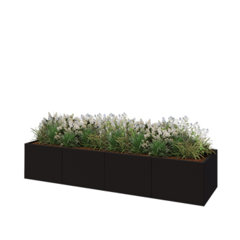 Steel planter XXL - Rectangle - 320 x 80 x 60 cm - RAL9005 matt (black) - Without bottom plate