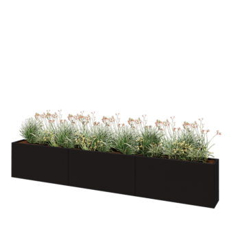 Steel planter XXL - Rectangle - 360 x 30 x 60 cm - RAL9005 matt (black) - Without bottom plate