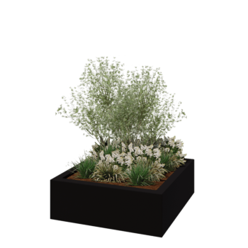 Fibreglass planter - Square - 120 x 120 x 40 cm - RAL9005 matt (black) - With bottom