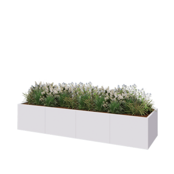 Steel planter XXL - Rectangle - 320 x 80 x 60 cm - RAL9005 matt (white) - Without bottom plate