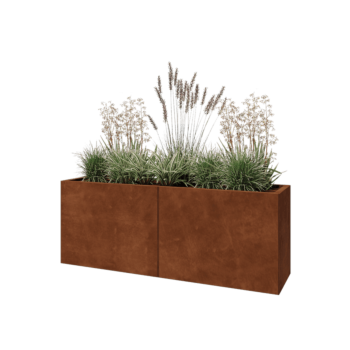 Corten steel planter XXL - Rectangle - 160 x 40 x 60 cm - With bottom plate