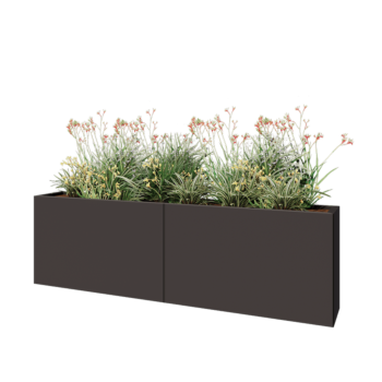 Steel planter XXL - Rectangle - 200 x 30 x 60 cm - RAL7016 matt (anthracite grey) - With bottom plate