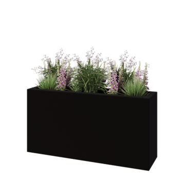 Fibreglass planter - Rectangle - 120 x 30 x 60 cm - RAL9005 matt (black) - With bottom